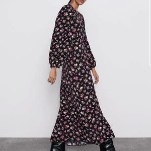 Zara floral maxi dress long sleeve